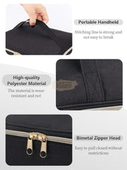 Double Decker Nail Polish Carry Bag & Manicure Accessories | Black (holds up to 30 bottles) Storage Bags