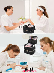 Double Decker Nail Polish Carry Bag & Manicure Accessories | Black (holds up to 30 bottles) Storage Bags
