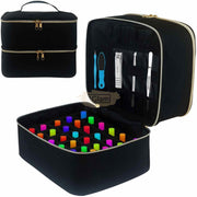 Double Decker Nail Polish Carry Bag & Manicure Accessories | Black (holds up to 30 bottles) Storage Bags