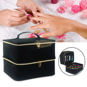 Double Decker Nail Polish Carry Bag & Manicure Accessories | Black (holds up to 30 bottles) Storage Bags
