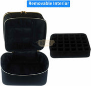 Double Decker Nail Polish Carry Bag & Manicure Accessories | Black (holds up to 30 bottles) Storage Bags