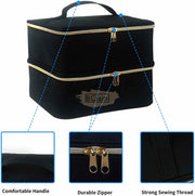 Double Decker Nail Polish Carry Bag & Manicure Accessories | Black (holds up to 30 bottles) Storage Bags