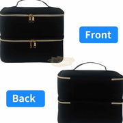 Double Decker Nail Polish Carry Bag & Manicure Accessories | Black (holds up to 30 bottles) Storage Bags