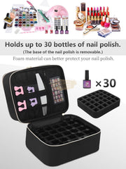 Double Decker Nail Polish Carry Bag & Manicure Accessories | Black (holds up to 30 bottles) Storage Bags