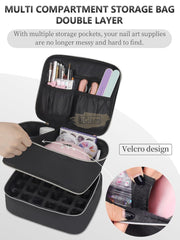 Double Decker Nail Polish Carry Bag & Manicure Accessories | Black (holds up to 30 bottles) Storage Bags