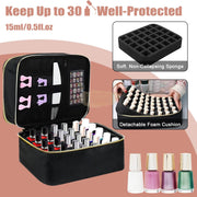 Double Decker Nail Polish Carry Bag & Manicure Accessories | Black (holds up to 30 bottles) Storage Bags