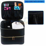 Double Decker Nail Polish Carry Bag & Manicure Accessories | Black (holds up to 30 bottles) Storage Bags