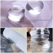 Double Head Nail Stamper with 2 Stencil Scrapers | Gold with Rhinestones Nail Art Tool