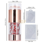 Double Head Nail Stamper with 2 Stencil Scrapers | Gold with Rhinestones Nail Art Tool