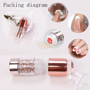 Double Head Nail Stamper with 2 Stencil Scrapers | Gold with Rhinestones Nail Art Tool