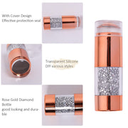 Double Head Nail Stamper with 2 Stencil Scrapers | Gold with Rhinestones Nail Art Tool