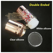 Double Head Nail Stamper with 2 Stencil Scrapers | Gold with Rhinestones Nail Art Tool