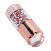 Double Head Nail Stamper with 2 Stencil Scrapers | Gold with Rhinestones Nail Art Tool