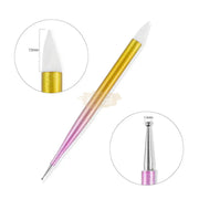 Double Sided Nail Art Tool Set Silicone & Dotting Tool - Rainbow Nail Salon Accessories