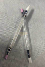 Double-Sided Quartz Stone Nail Cuticle Remover Pusher & Silicone Head Pen Nail Art Tool