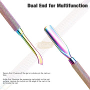 Double-Sided Rainbow Cuticle Curved Side Pusher & Scraper - 3 manicure tools