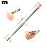 Double-Sided Rainbow Cuticle Pusher & Scraper - 2 manicure tools