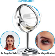 Double Sided Table Vanity Mirror Round With Metal Stand Salon Furnishing