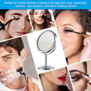 Double Sided Table Vanity Mirror Round With Metal Stand Salon Furnishing