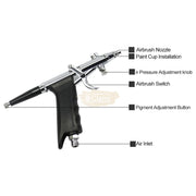 Dual Action Airbrush with Portable Mini Air Compressor Kit Air Brush