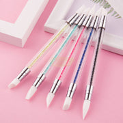 Dual Sided Silicone Nail Art Sculpture Pen with Rhinestone Handle Silicone Pen