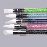 Dual Sided Silicone Nail Art Sculpture Pen with Rhinestone Handle Silicone Pen