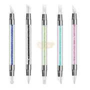 Dual Sided Silicone Nail Art Sculpture Pen with Rhinestone Handle Silicone Pen