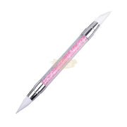 Dual Sided Silicone Nail Art Sculpture Pen with Rhinestone Handle Silicone Pen