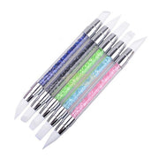 Dual Sided Silicone Nail Art Sculpture Pen with Rhinestone Handle Silicone Pen