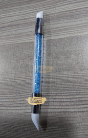 Dual Sided Silicone Nail Art Sculpture Pen with Rhinestone Handle Blue Silicone Pen