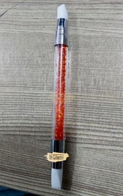 Dual Sided Silicone Nail Art Sculpture Pen with Rhinestone Handle Orange Silicone Pen