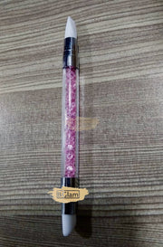 Dual Sided Silicone Nail Art Sculpture Pen with Rhinestone Handle Pink Silicone Pen