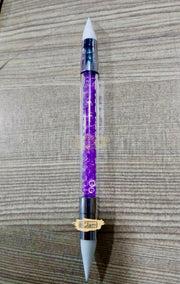 Dual Sided Silicone Nail Art Sculpture Pen with Rhinestone Handle Purple Silicone Pen