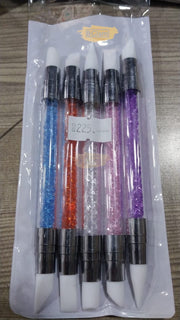 Dual Sided Silicone Nail Art Sculpture Pen with Rhinestone Handle Set (5 pieces) Silicone Pen