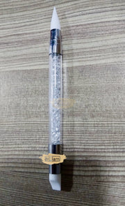 Dual Sided Silicone Nail Art Sculpture Pen with Rhinestone Handle White Silicone Pen