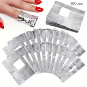 100 Pcs Gel Remover Nail Foil Wraps with Cotton Pad