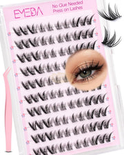 EMEDA Natural Looking Lash Clusters Pre Glued Eyelashes Clusters 9-14mm fox eye (Black) Self-Adhesive Lash Clusters