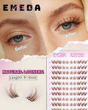 EMEDA Brown Fox Eye Self Adhesive Eyelashes Natural Looking Cluster Self-Adhesive Lash Clusters