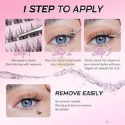 EMEDA 120 pcs Eyelash Extensions 10 rows of press-on lashes C curl | no glue needed Self-Adhesive Lash Clusters