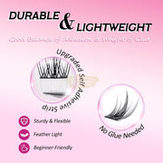EMEDA 120 pcs Eyelash Extensions 10 rows of press-on lashes C curl | no glue needed Self-Adhesive Lash Clusters