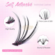 EMEDA 200pcs 30D Self-Adhesive Lash Clusters | No Glue DIY Lashes Self-Adhesive Lash Clusters
