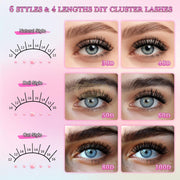EMEDA Wispy Individual Lashes Extension Kit DIY Cluster Lashes (Mix 10-16mm) Self-Adhesive Lash Clusters