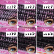 EMEDA Wispy Individual Lashes Extension Kit DIY Cluster Lashes (Mix 10-16mm) Self-Adhesive Lash Clusters
