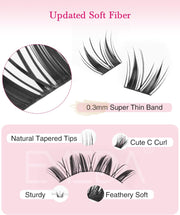 EMEDA Natural Manga Eyelash Extensions C curl ZK55 Self-Adhesive Lash Clusters