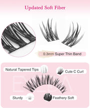 EMEDA DIY Natural Manga Eyelash Extensions DL16 C Curl 8-16mm Self-Adhesive Lash Clusters
