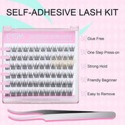 EMEDA Adhesive Eyelashes Clusters with a D-Curve of 8-14mm DIY Kit (Fishtail) Self-Adhesive Lash Clusters