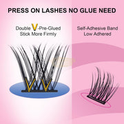 EMEDA Self Adhesive Eyelashes Pre-glued cluster lashes D curl 8-14mm DIY lash extension kit (Z14) Self-Adhesive Lash