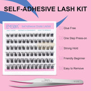 EMEDA Self Adhesive Eyelashes Pre-glued cluster lashes D curl 8-14mm DIY lash extension kit (Z14) Self-Adhesive Lash