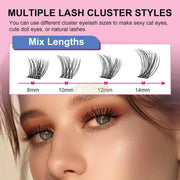 EMEDA Self Adhesive Eyelashes Pre-glued cluster lashes D curl 8-14mm DIY lash extension kit (Z14) Self-Adhesive Lash