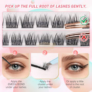 EMEDA Wispy Eyelash Cluster Mix 8-16mm DL11 C Curl Self-Adhesive Lash Clusters